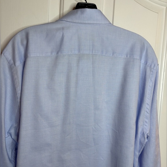 EUC CANALI Men's Light Blue Tiny Checkered Dress Shirt size 44 17.5 - Picture 4 of 10